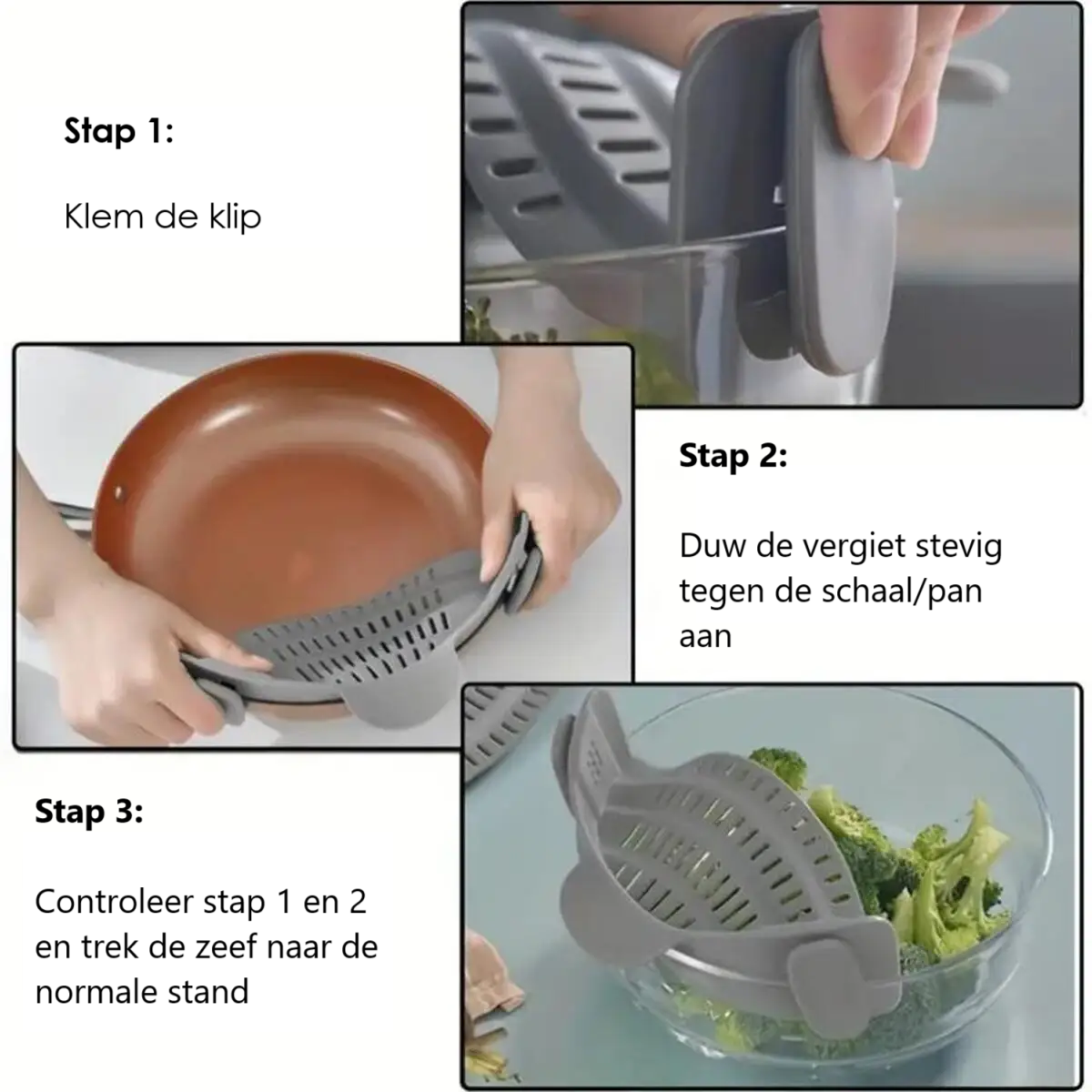 Handige Afgietclip - Maak het afgieten van pasta, rijst, groenten en andere gerechten eenvoudiger dan ooit!